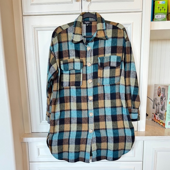 Papillon Plaid Shirt Jacket-Sz Medium (Barely Used) - Picture 1 of 3